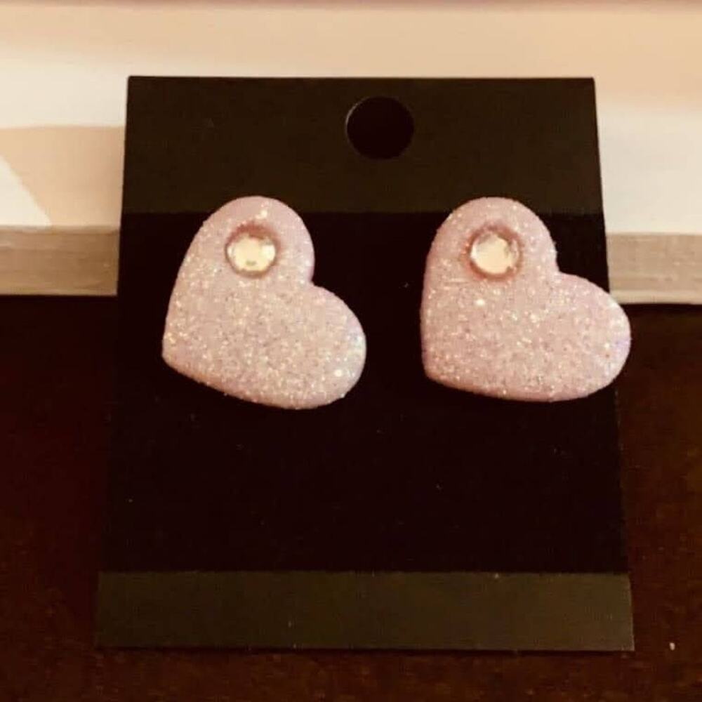 Earrings Handmade pink heart earrings